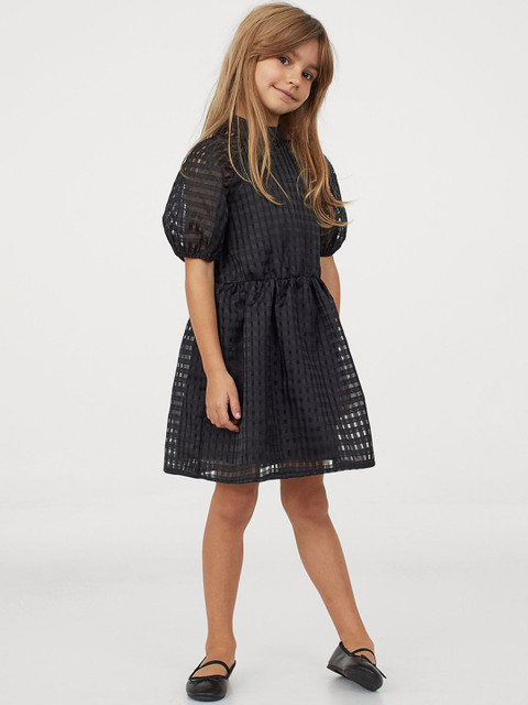 

H&M Girls Black Jacquard-Weave Dress