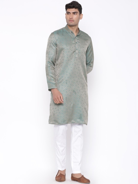 

Tistabene Men Green Chikankari Straight Kurta
