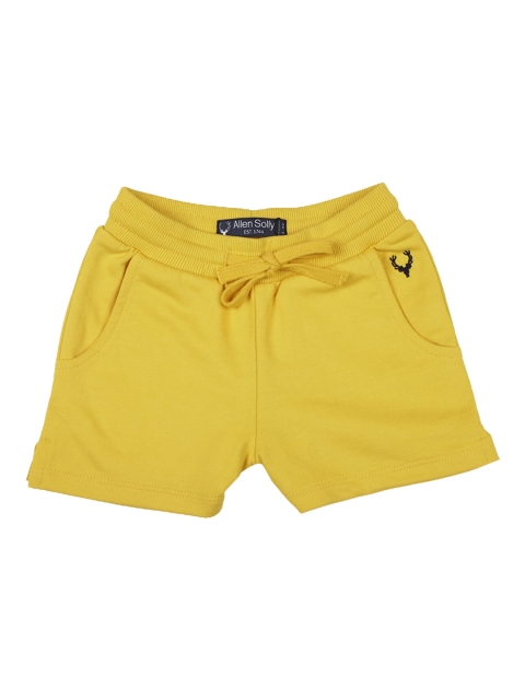 Allen Solly Junior Girls Yellow Solid Regular Fit Shorts