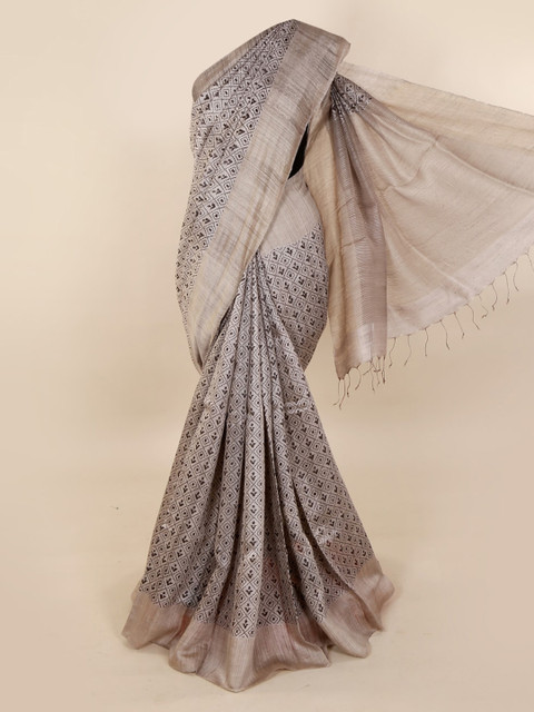 

Pothys Grey Printed Pure Silk Saree