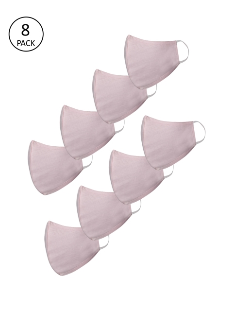 

VASTRAMAY Unisex Pack Of 8 Pink Solid 3-Ply Reusable Cloth Masks