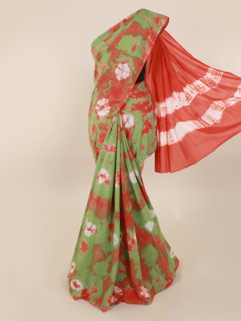 

Pothys Green & Red Pure Cotton Printed Saree