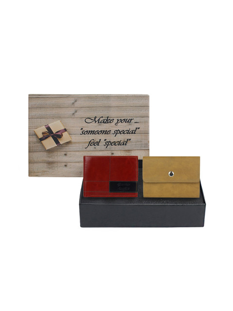 

LONDON FASHION hob Men Brown & Olive Green Solid Accessory Gift Set