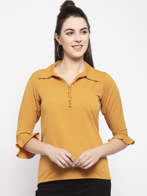 

EMBLAZE Mustard Bell Sleeves Top
