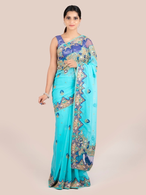 

Pothys Blue Embellished Saree