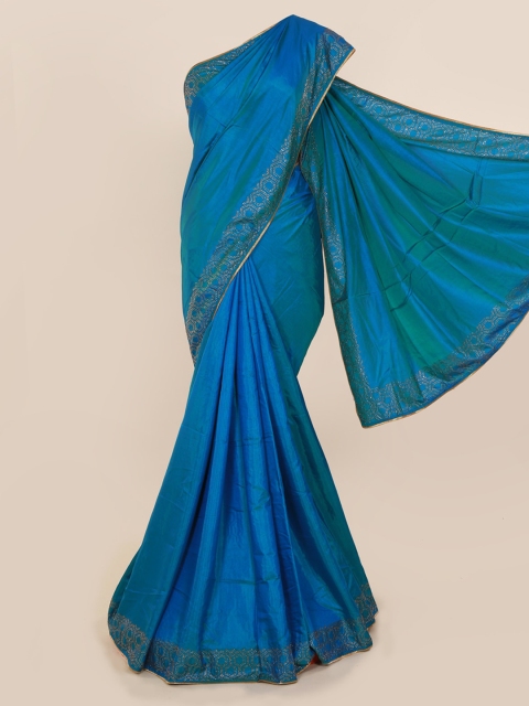 

Pothys Blue Solid Art Silk Saree
