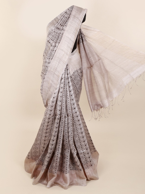 

Pothys Grey Printed Pure Silk Saree