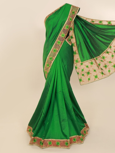 

Pothys Green Solid Art Silk Saree