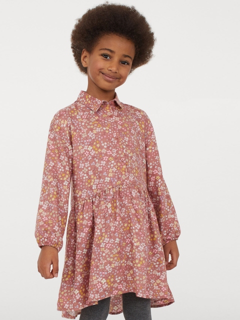 H&M Girls Multicolored Patterned shirt dress, Multi