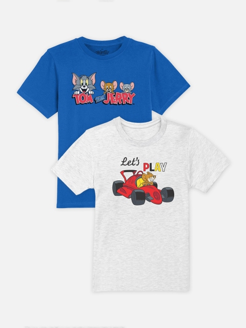 

Kids Ville Boys Pack Of 2 Tom & Jerry Printed Round Neck T-shirts, Blue