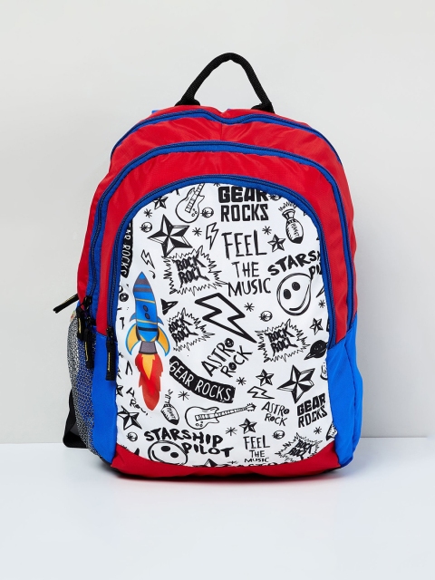 

max Boys White Graphic Printed Backpack