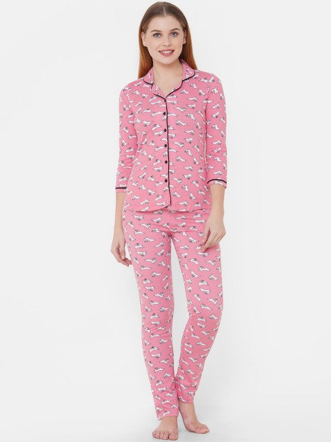 

Sweet Dreams Women Pink & White Printed Night suit