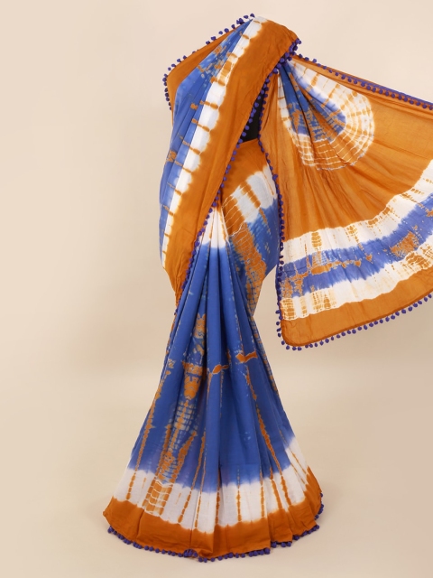 

Pothys Blue & Orange Pure Cotton Printed Saree