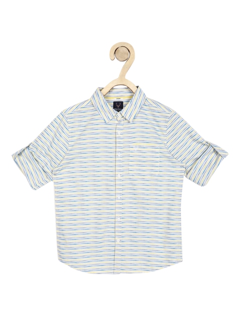 

Allen Solly Junior Boys Yellow & Blue Slim Fit Striped Cotton Casual Shirt