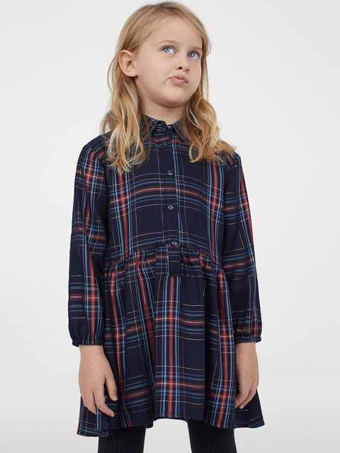 

H&M Girls Blue Patterned Shirt Dress