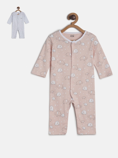 

MINI KLUB Infant Girls Pack of 2 Rompers, Grey