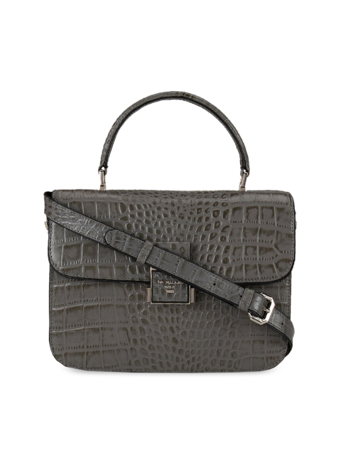 

Da Milano Grey & Olive Green Textured Leather Satchel