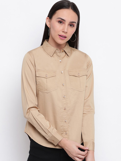 

Pepe Jeans Women Beige Regular Fit Solid Casual Shirt