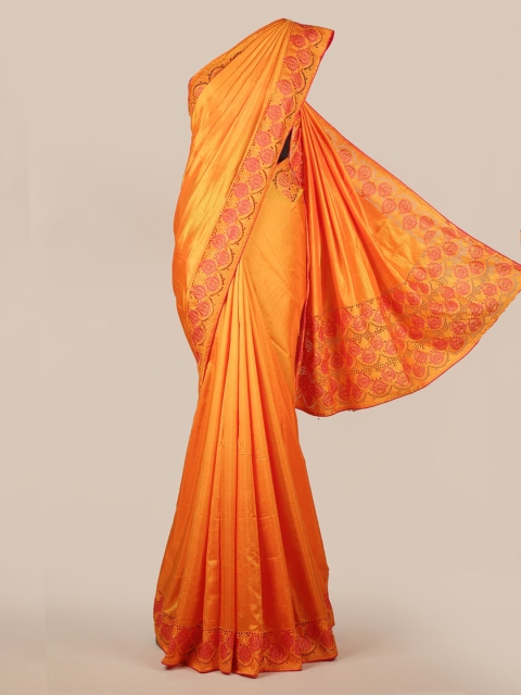 

Pothys Orange Solid Art Silk Saree