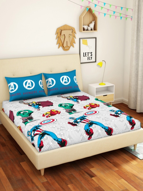 

CORE Designed by SPACES Marvel Avengers Blue 144 TC Pure Cotton Double Bedsheet