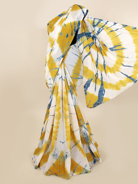 

Pothys Yellow & White Pure Cotton Dyed Saree
