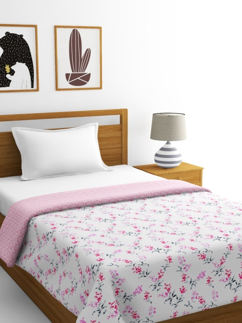 

BIANCA White & Pink Floral AC Room 300 GSM Single Bed Dohar