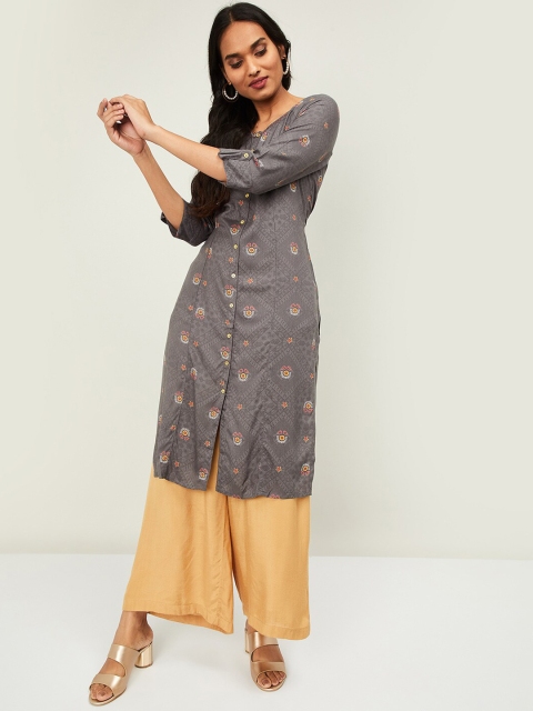 

Melange by Lifestyle Grey Geometric Kurta