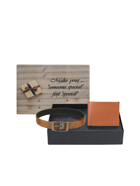 

LONDON FASHION hob Men Tan Wallet & Belt Gift Set