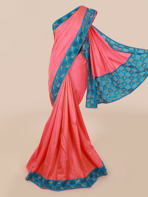 

Pothys Pink & Blue Art Silk Solid Saree