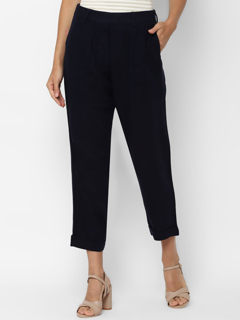 

Allen Solly Woman Women Navy Blue Regular Fit Solid Regular Trousers