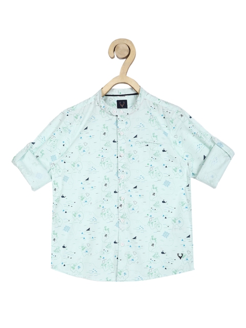 

Allen Solly Junior Boys Blue & Grey Regular Fit Printed Cotton Casual Shirt