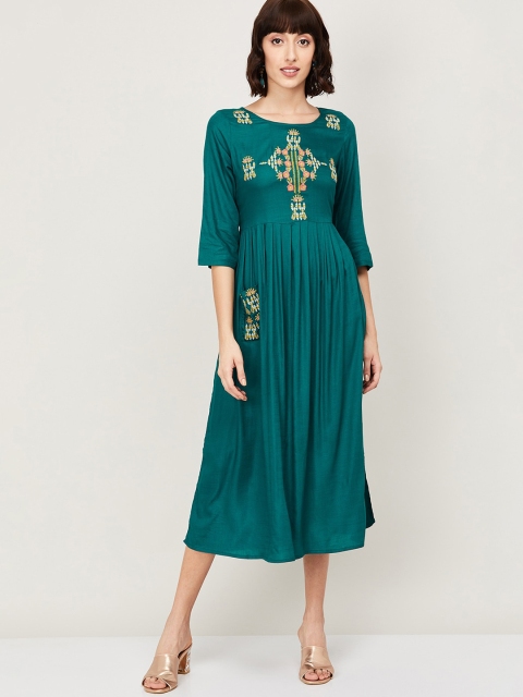 

Melange by Lifestyle Women Turquoise Blue Solid Fit and Flare Dress