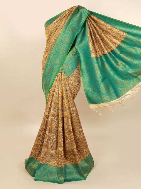 

Pothys Beige & Green Pure Silk Woven Design Banarasi Saree