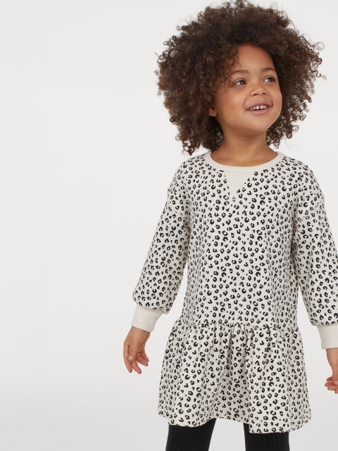 

H&M Girls White Printed Sweatshirt Dress