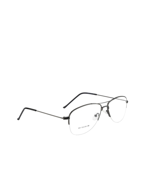 Clark N Palmer Unisex Grey Solid Half Rim Rectangle Frames