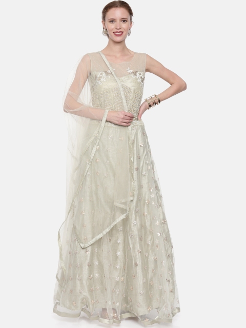 

Neerus Green & Gold-Toned Embellished Ready to Wear Lehenga & Blouse with Dupatta