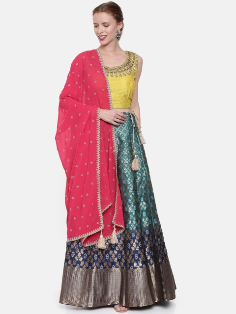 

Neerus Mustard & Green Embellished Ready to Wear Lehenga & Blouse with Dupatta