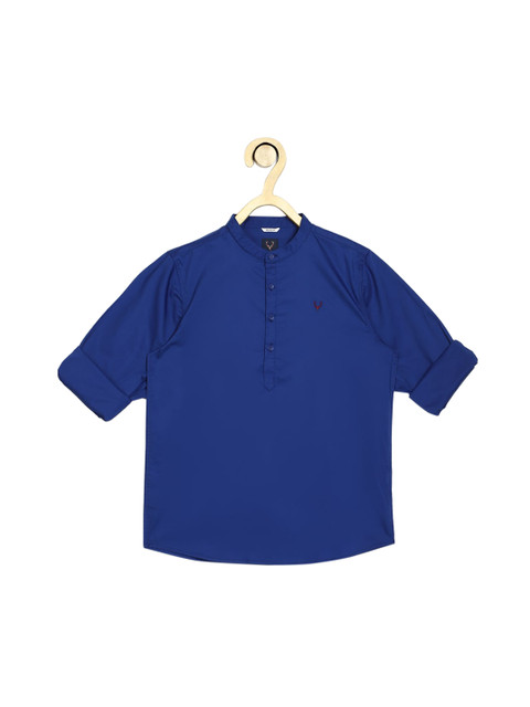 

Allen Solly Junior Boys Blue Regular Fit Solid Cotton Casual Shirt