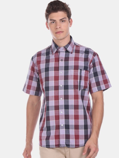 

Arrow Sport Men Lavender & Red Regular Fit Checked Casual Shirt