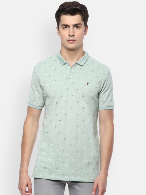 

Louis Philippe Jeans Men Green Printed Polo Collar T-shirt