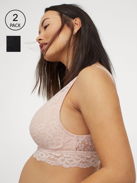 

H&M MAMA Pink & Black 2-Pack Lace Nursing Bras 0935040001