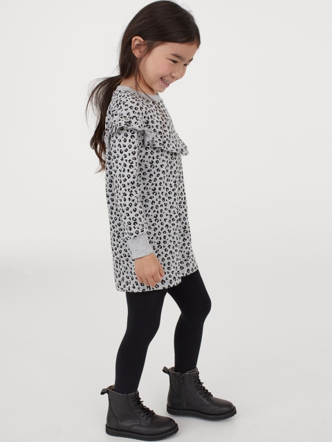 

H&M Girls Grey Printed Flounced Sweatshirt Dress