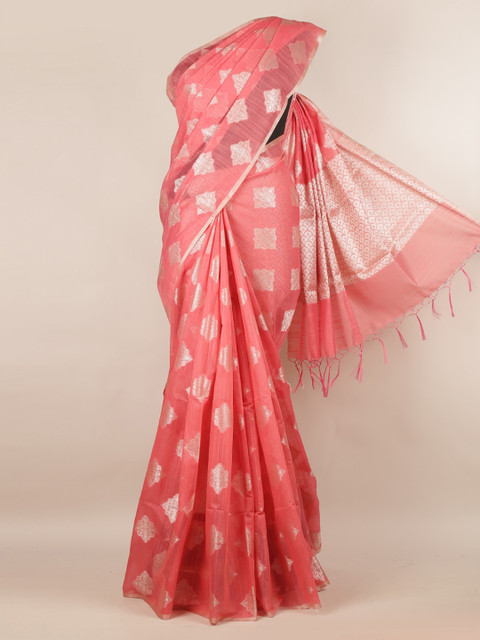 

Pothys Peach-Coloured Woven Design Cotton Blend Saree