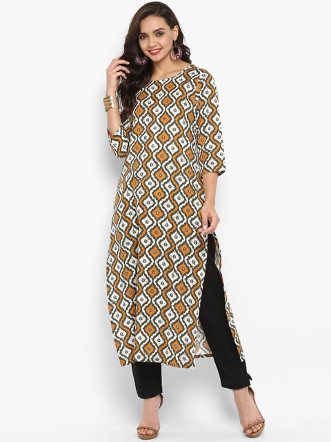 

Janasya Women Multicoloured Printed Kurta with Trousers, Multi