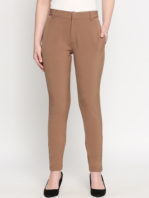 

inocenCia Women Brown Regular Fit Solid Formal Trousers