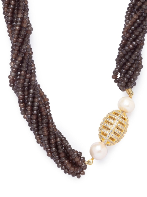 

JOULES BY RADHIKA Brown Gold-Plated Handcrafted Zircon Beaded Necklace