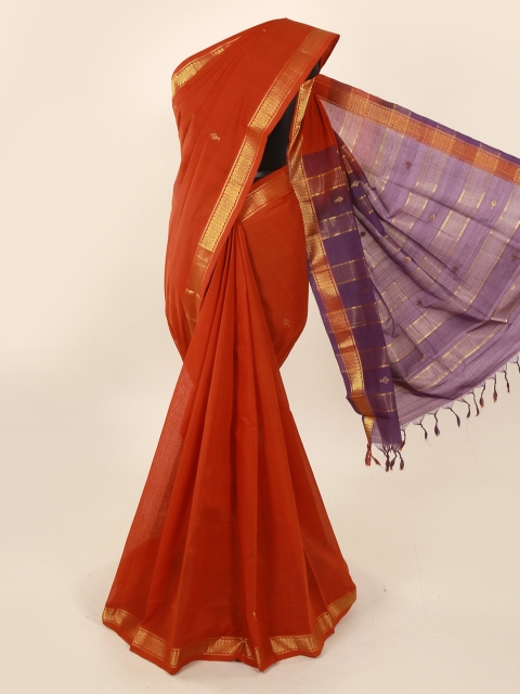 

Pothys Orange Solid Saree