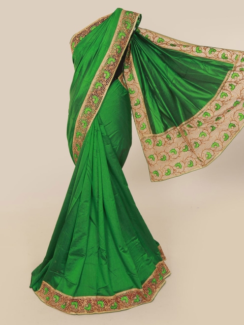 

Pothys Green Solid Art Silk Saree