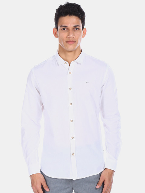 

Flying Machine Men White Regular Fit Solid Casual Shirt
