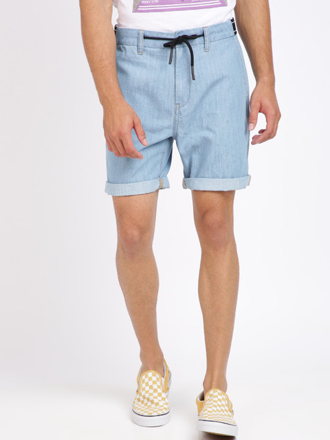 

Breakbounce Men Blue Solid Slim Fit Regular Shorts